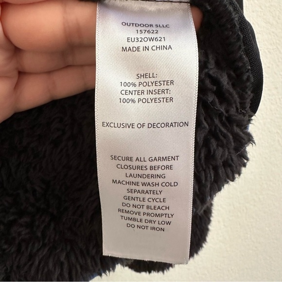 EDDIE BAUER Kids Youth High Pile Hooded Jacket in Black Grey B Size Medium 10 12 - Picture 8 of 16